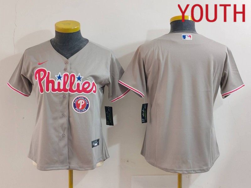 Youth Philadelphia Phillies Blank Grey Game 2024 Nike MLB Jersey style 1